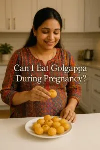 Pregnant woman safely enjoying homemade golgappa in clean kitchen - pregnancy food safety guide