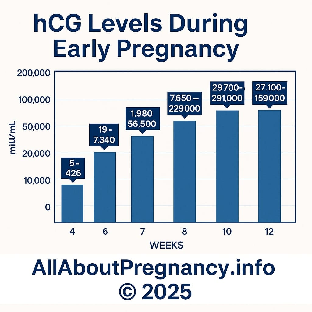 HCG hormone level chart showing normal ranges during early pregnancy weeks