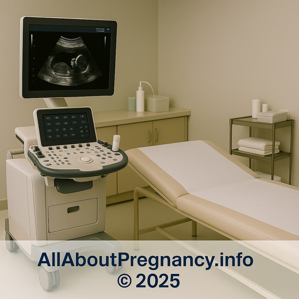 Modern ultrasound examination room setup for first pregnancy scan